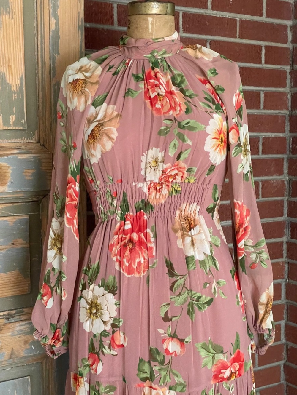 Anthropologie NWT Womens Dress XXS Somerset Long Sleeve Floral Tiered Maxi Dress